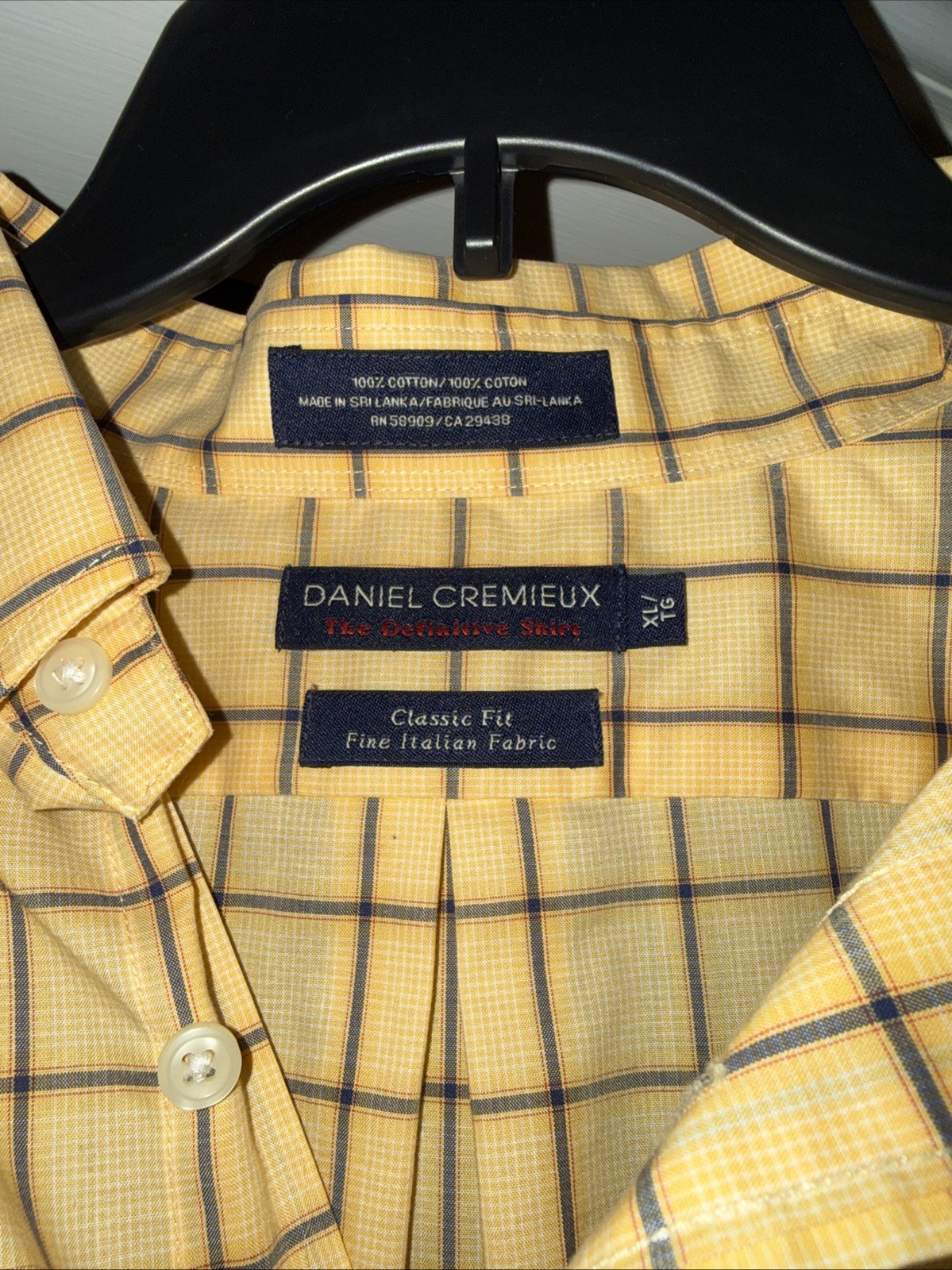 Daniel Cremieux Signature Collection Mens XL Plaid Button Down Shirt Gold EUC!