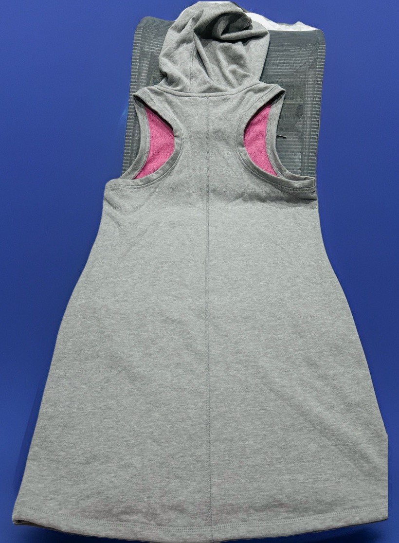 Freedom Trail Kyodan Gray Sleeveless Hoodie Dress NWT Pink Lined Athleisure Sz M