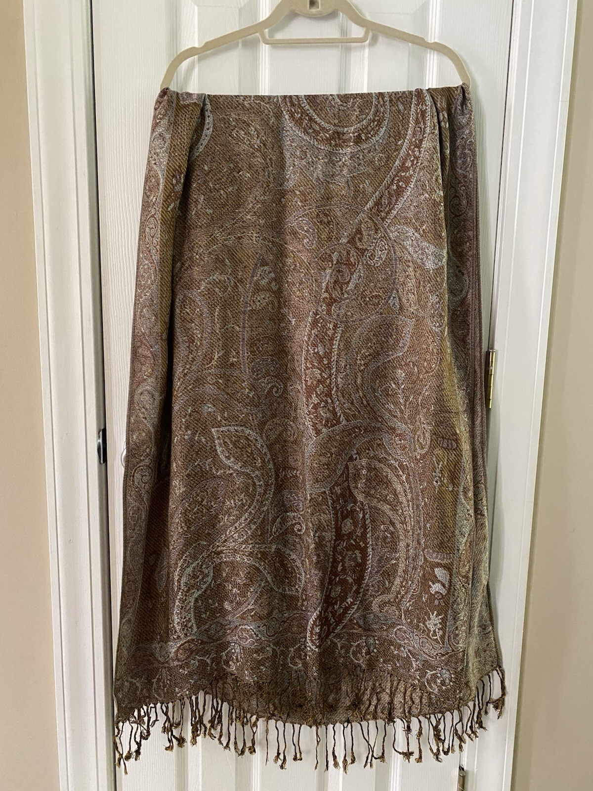 100% Pashmina Shawl Lady Wrap Warm Winter Scarve Stole Scarf Brown Blue 73”