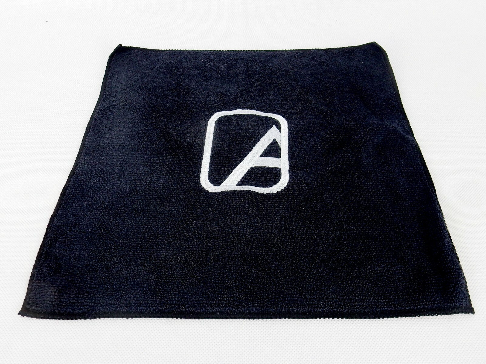 Black Microfiber Hand/Face Towel, Alpha Outpost Embroidery Logo, 12.75″ x 12.75″