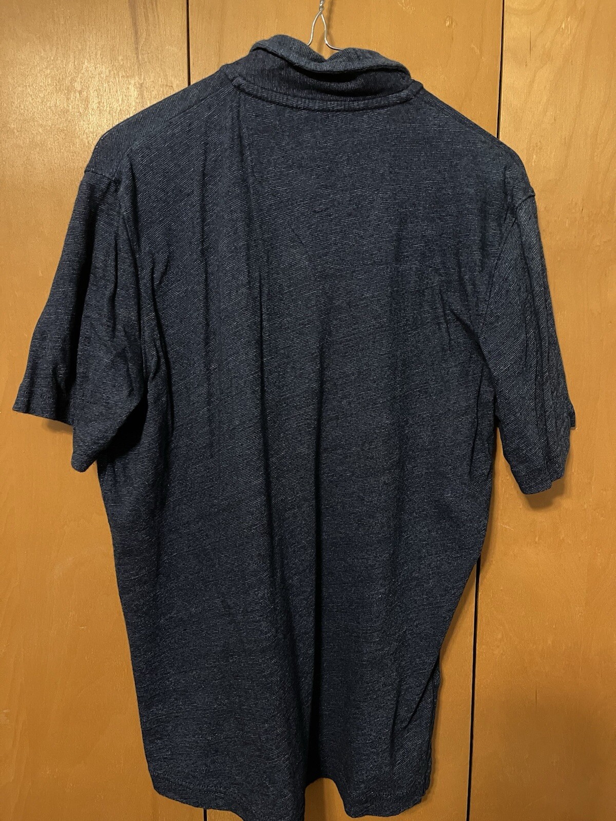 EDDIE BAUER CLASSIC LEGEND COTTON NAVY BLUE STRIPED POLO MEN SIZE SMALL EUC