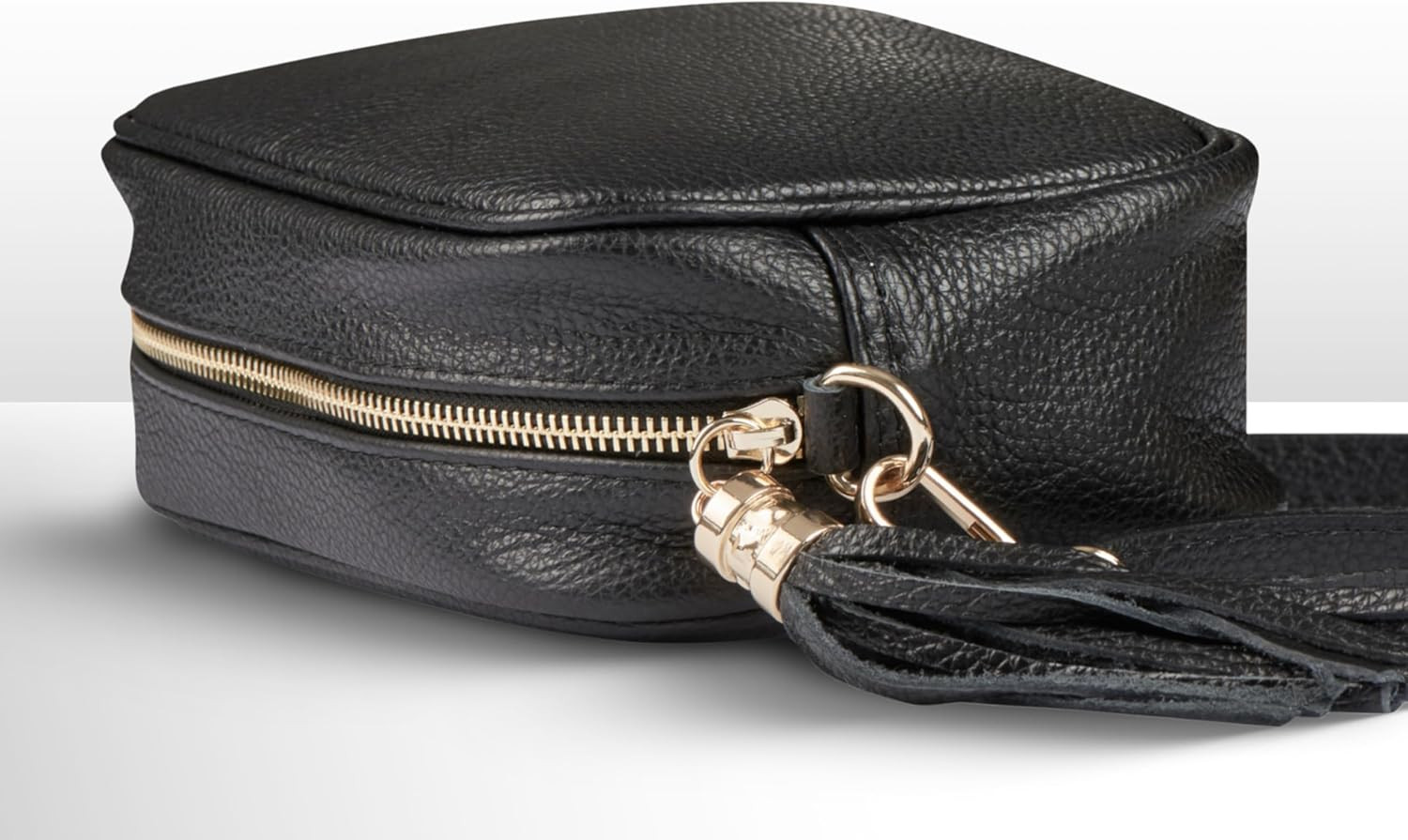 Stylish Italian Calf Leather Crossbody Bag with Tassel Zipper for Women