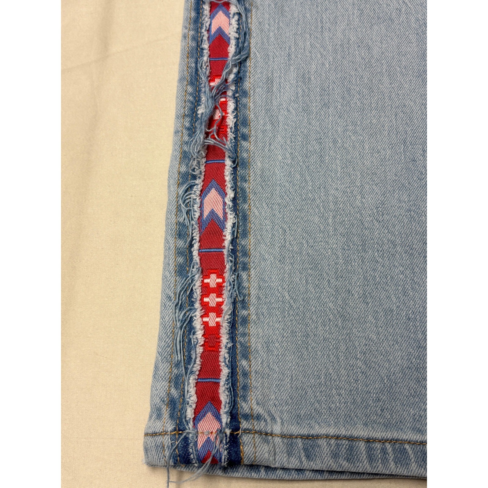 Pilcro The Vintage Straight Jeans Light Wash Southwestern Side Stripe Womens 25