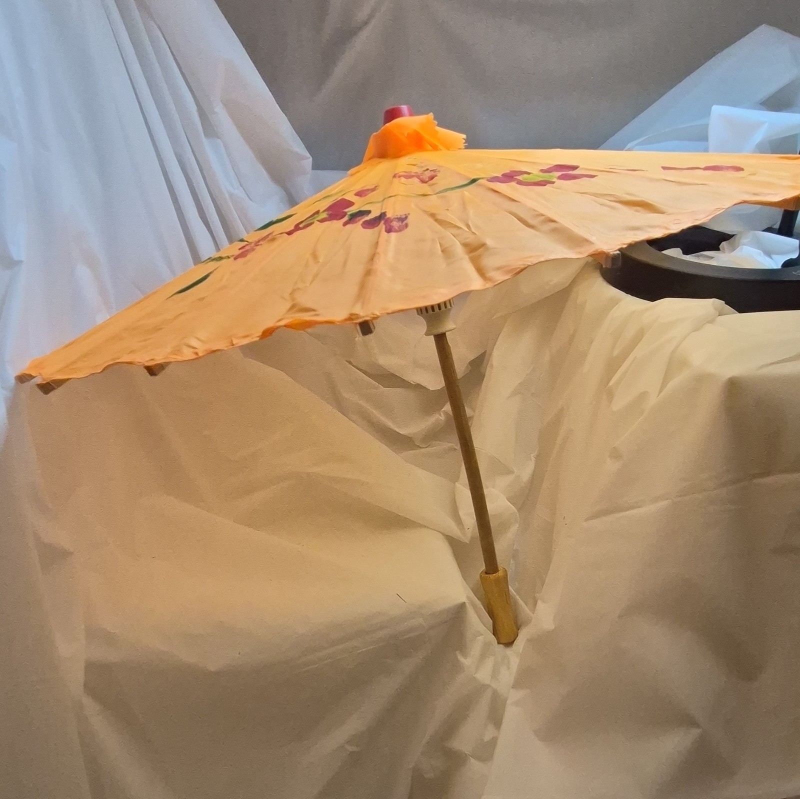 Orange Floral Pattern Fashion Umbrella Parasol for Women – Red Green White