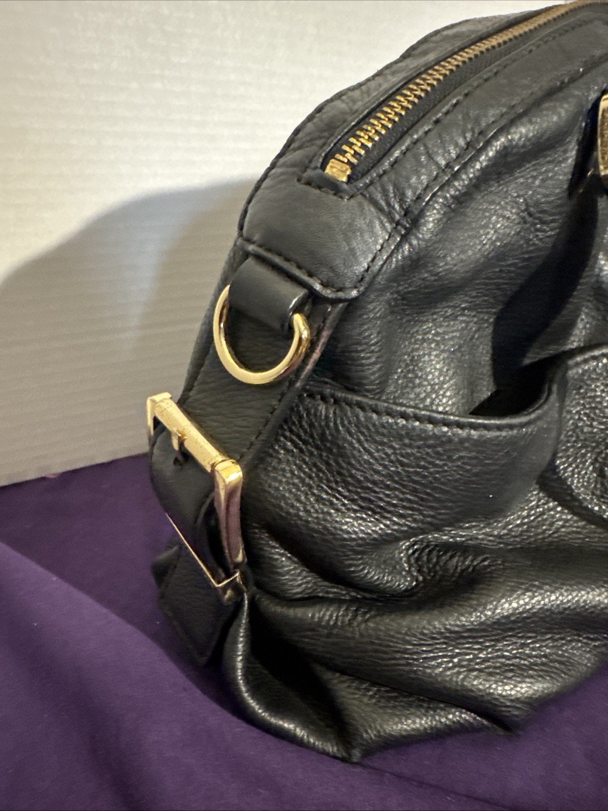 Michael Kors black soft leather pebble satchel No Crossbody Strap ~ See Pictures