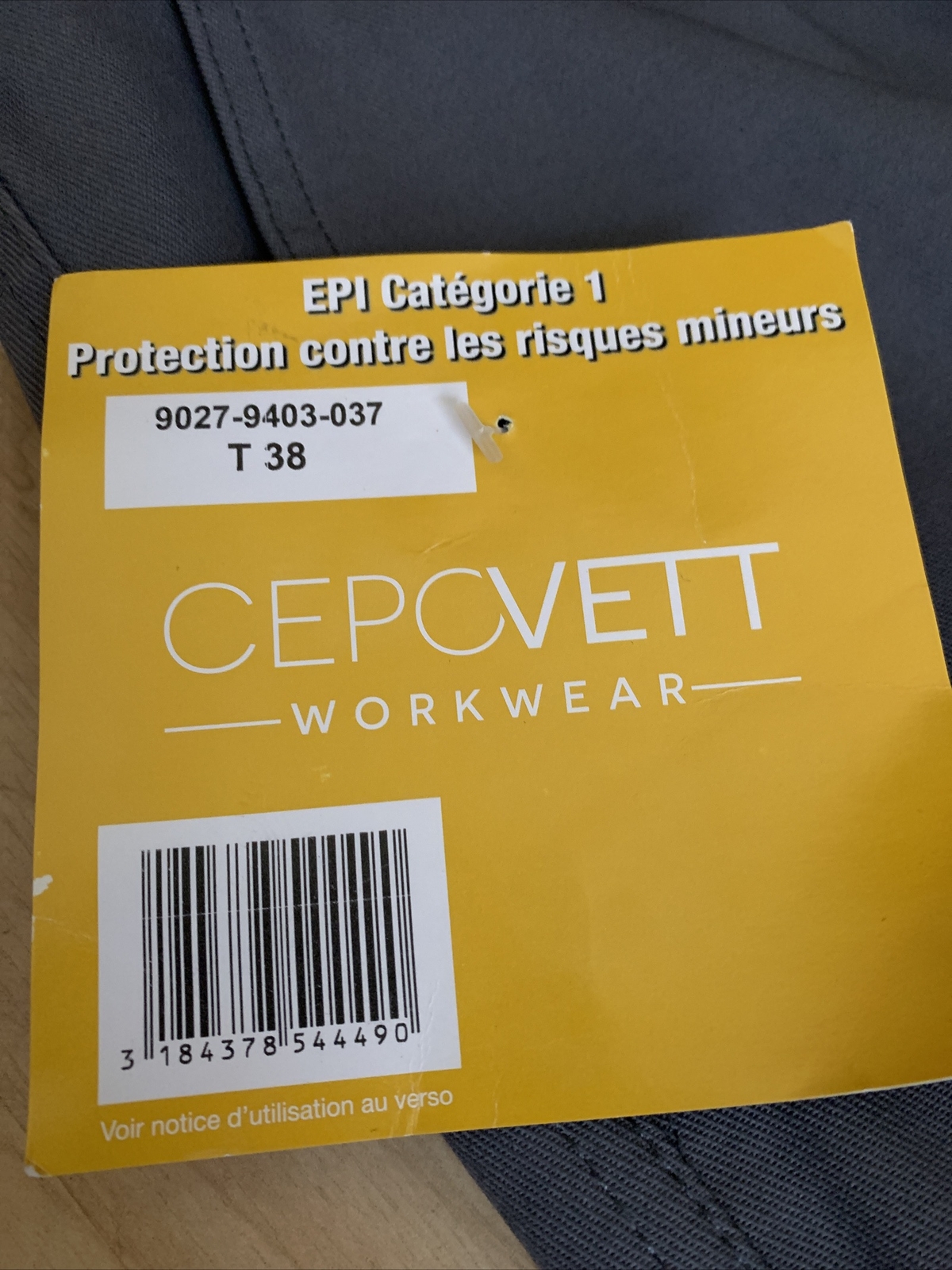 CEPOVETT T.38 Workwear Pants EPI Category 1 9027-9403-037 NWT Gray