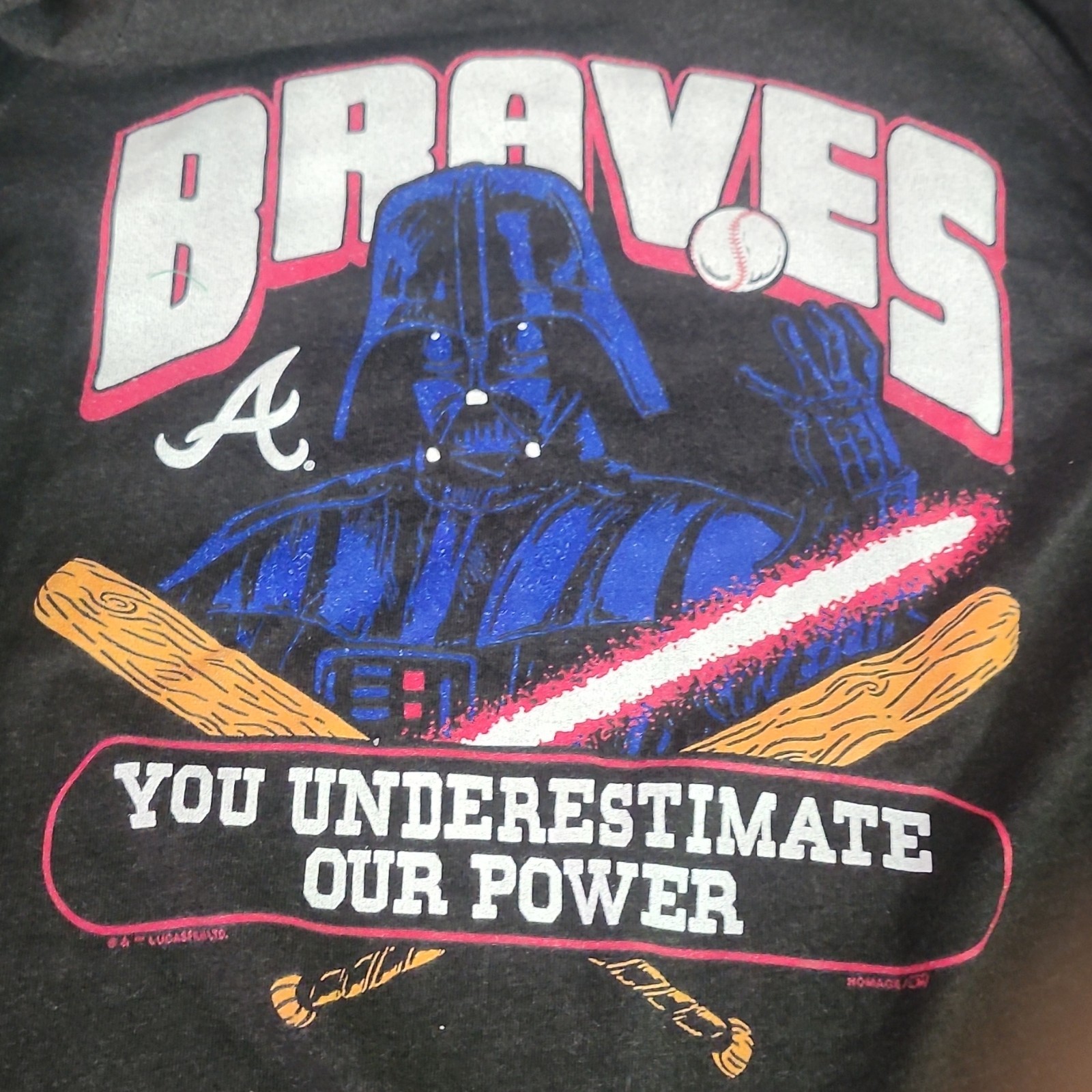 Homage Atlanta Braves Darth Vader Star Wars MLB Black Pullover Hoodie Men’s S