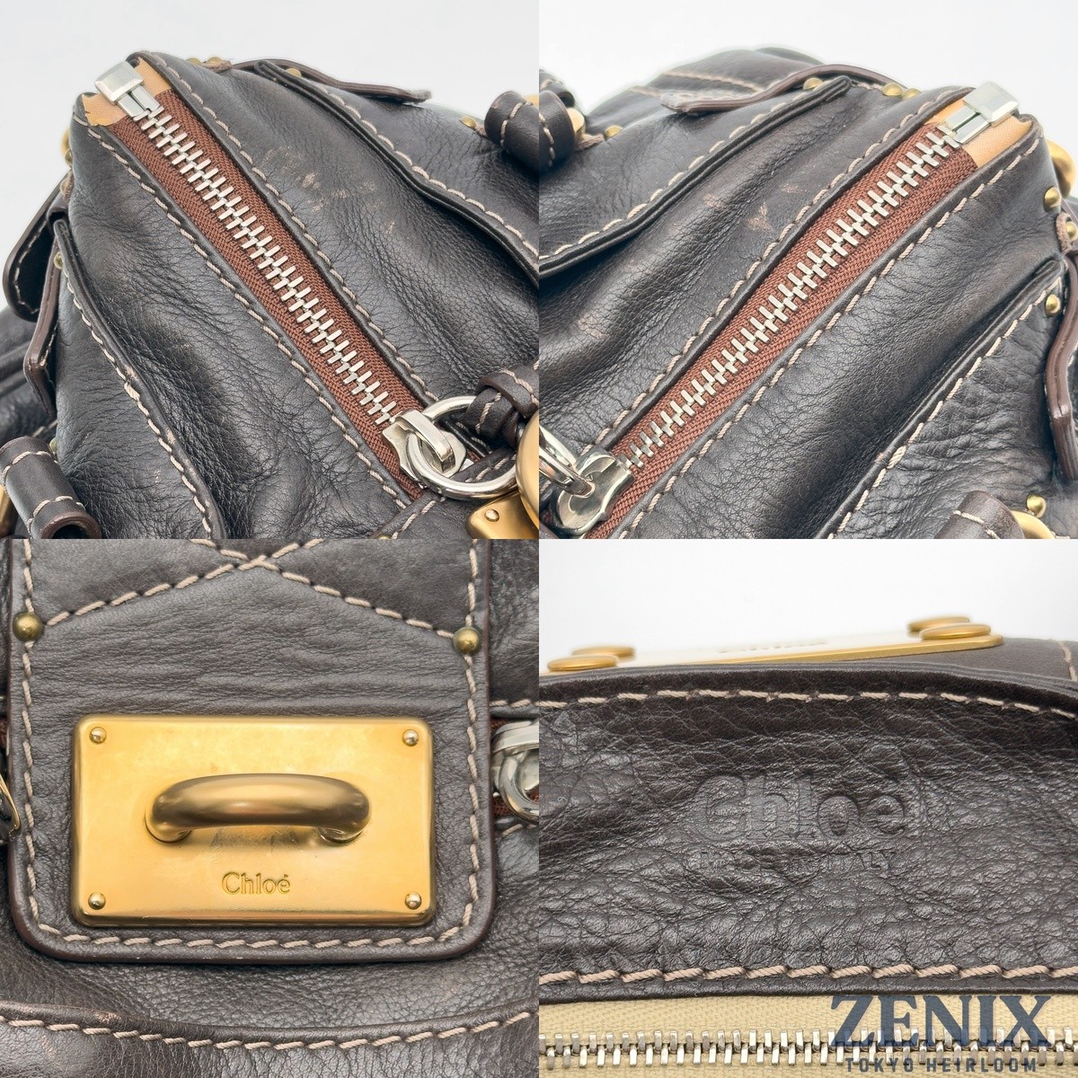 Chloe Paddington Chocolate Brown Leather Handbag Padlock Key Y2K Vintage Italy