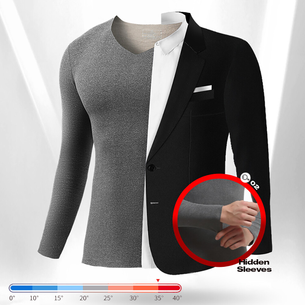 Mens Fleece Lined Thermal Underwear Set Long Johns Top Pants T Shirt Winter Warm