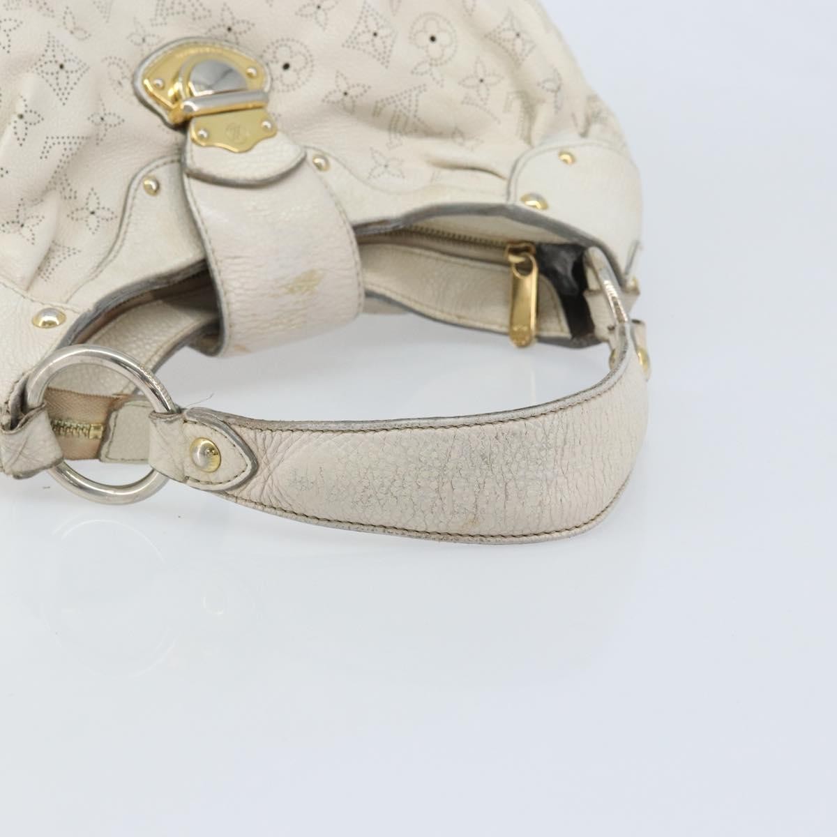 LOUIS VUITTON Mahina Solar PoweredGM Bag Leather White M93128 LV Auth bs34140
