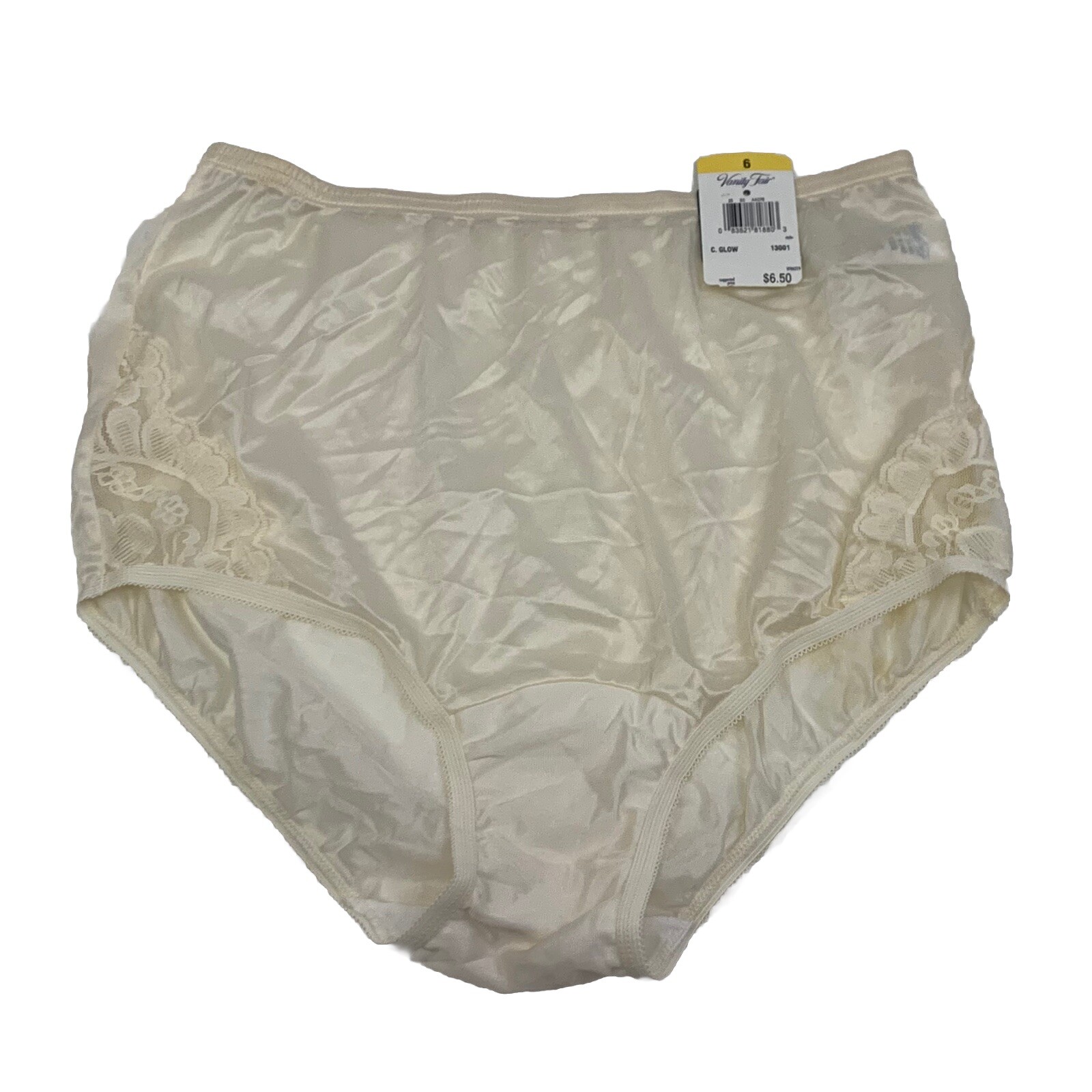 Vintage VANITY FAIR Champagne Glow Panty 13001 Nylon Lace Brief Size 6 (Stain)