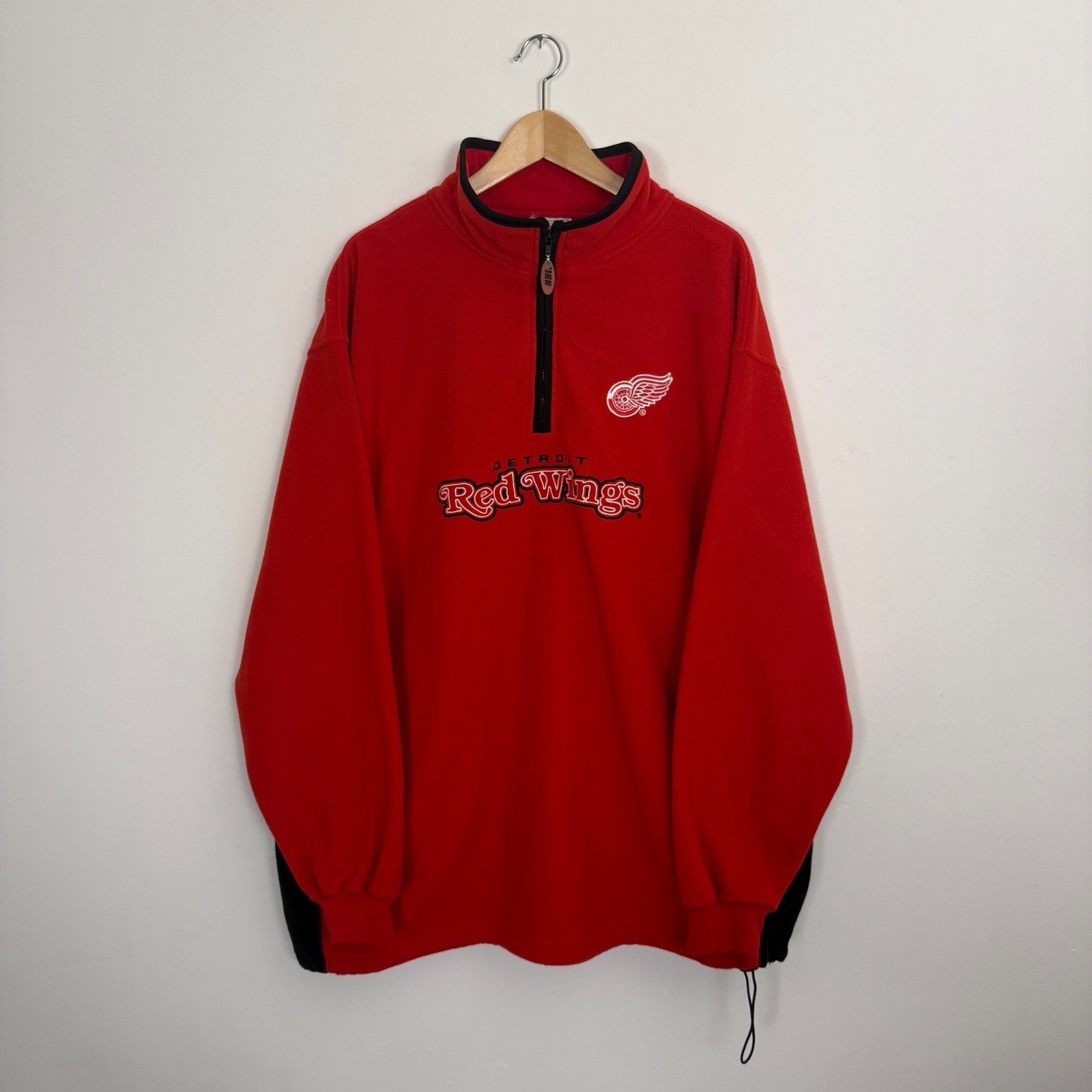 Vintage 90s Detroit Red Wings NHL Hockey Sports Fleece Pullover Jacket Red XXL