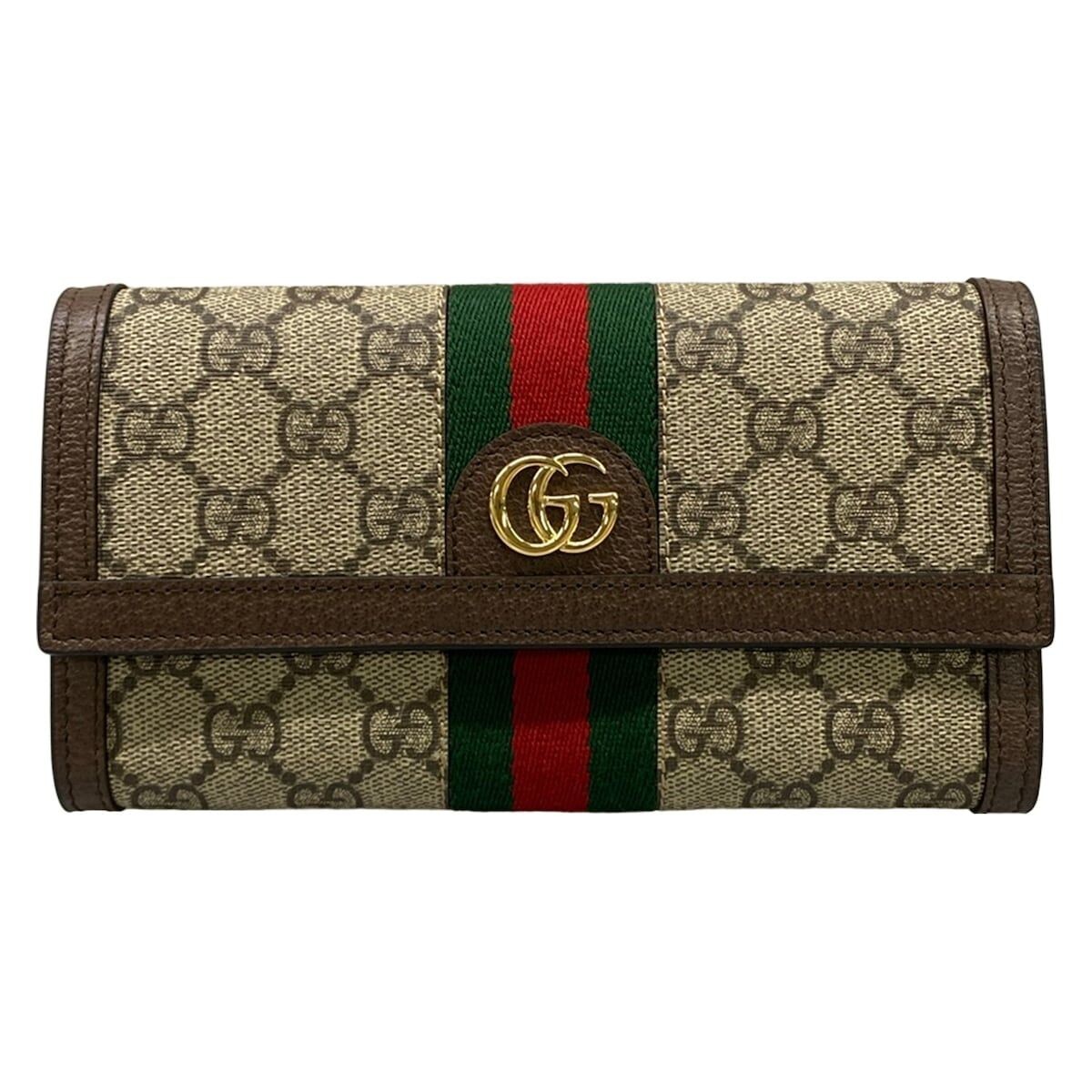 Gucci Ophidia GG Supreme Web Stripe Long Wallet 523153 Auth