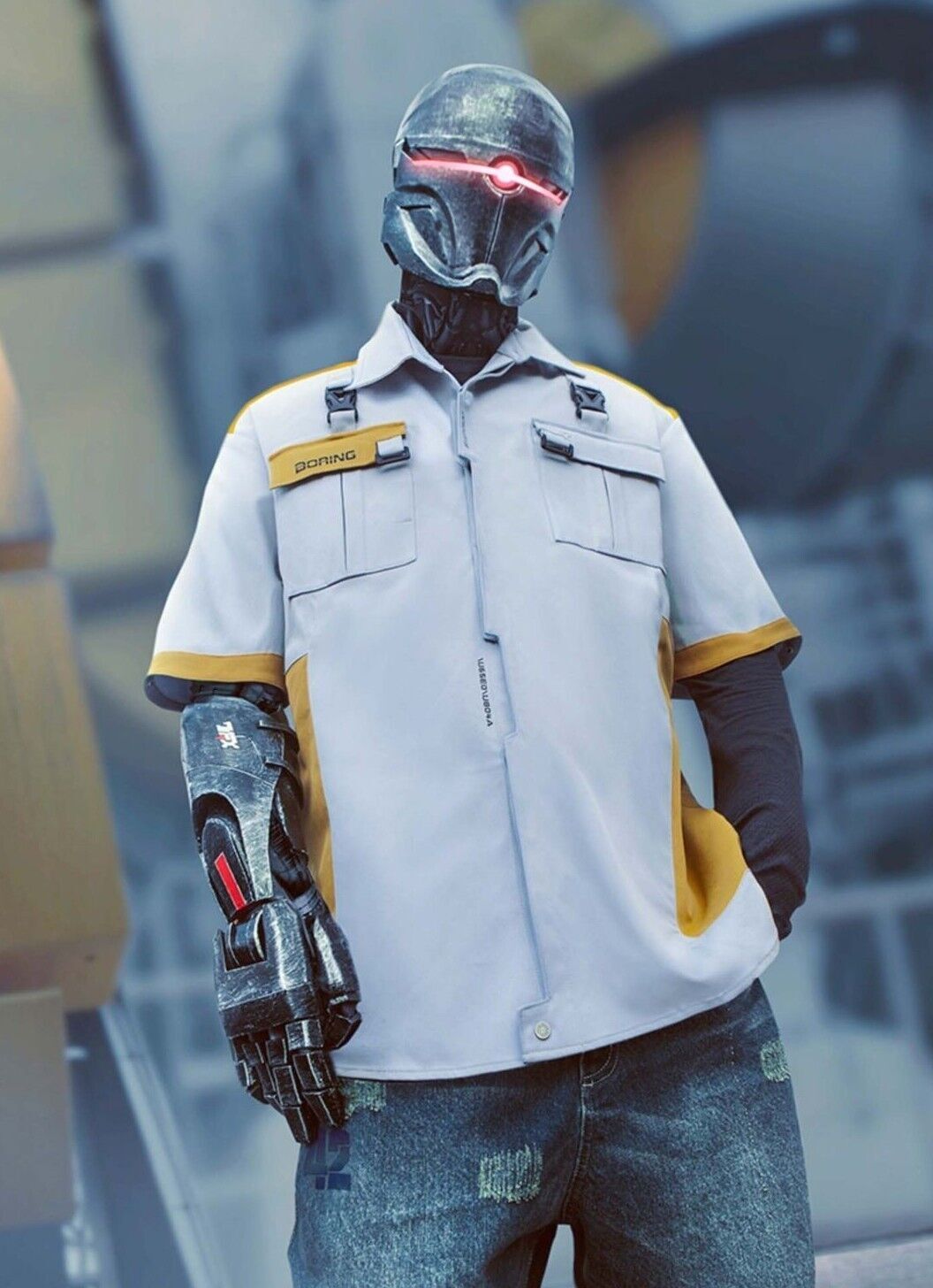 Niepce Men’s Robot 42 Tech Wear Jacket with Removable Sleeves Hip Hop Fashion