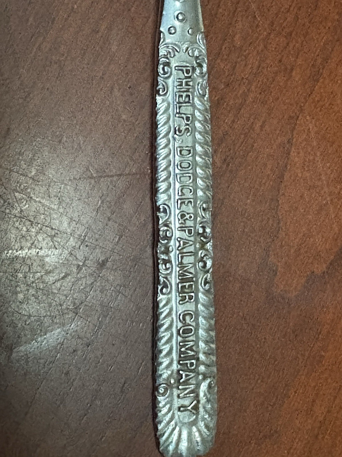 Antique Metal Button Hook Silver Tone Floral Design 6″