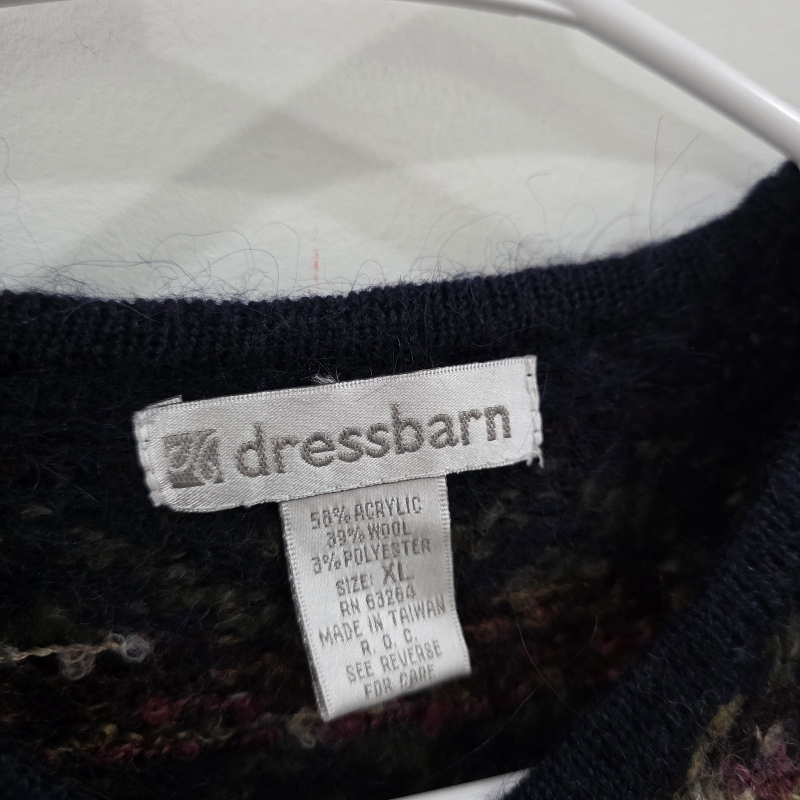 Vintage Dressbarn Womens Wool Cardigan Size XL Nordic Cozy Winter Metal Button