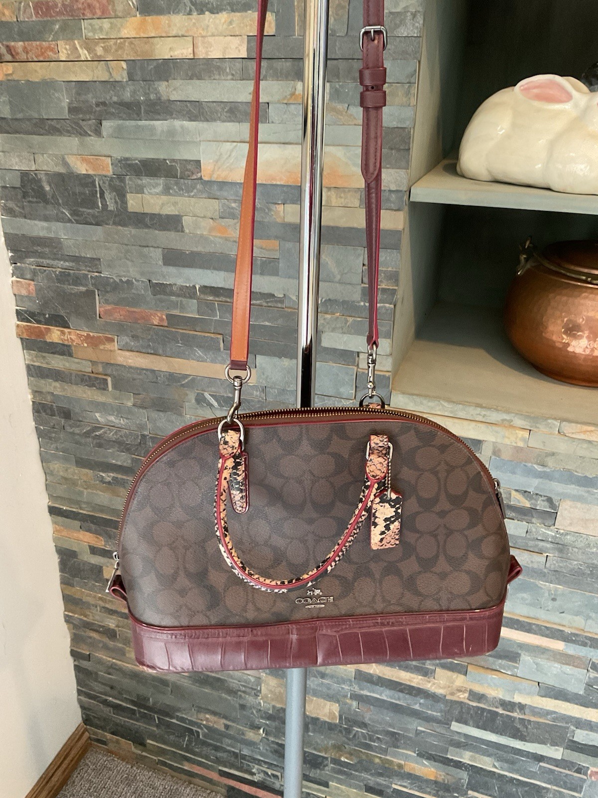 COACH Sierra Stachel With Snake Skin Look Trim Crossbody/hand