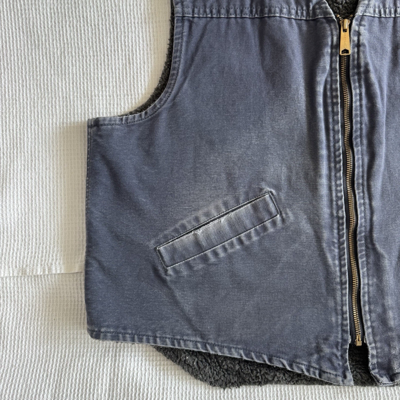 Vintage Carhartt Sherpa Lined Vest Men’s Denim Blue Made In USA