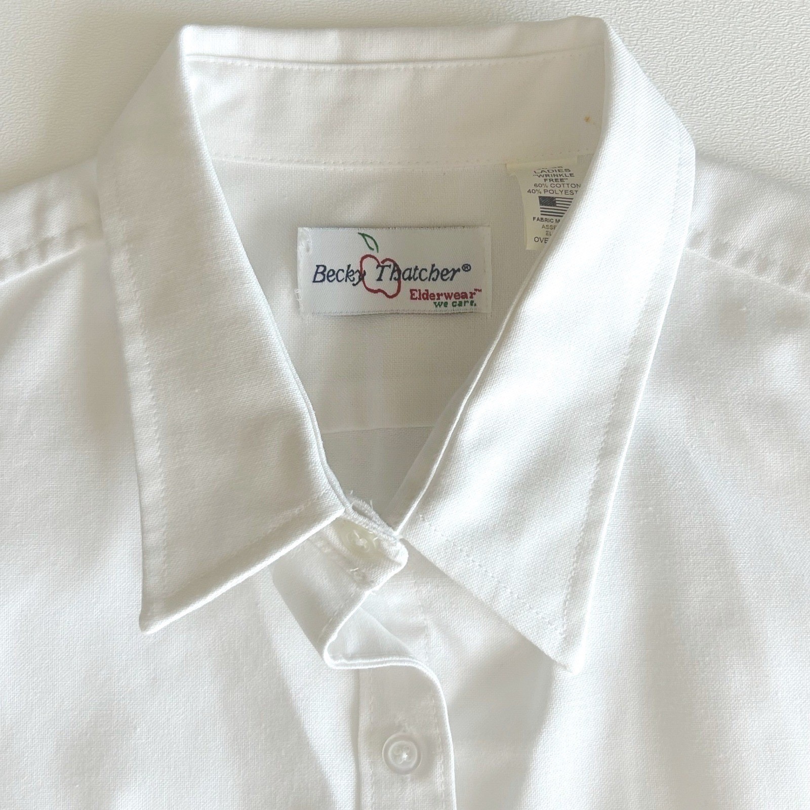 Womens Button Down Shirt Medium White Long Sleeve Academic Becky Thatcher