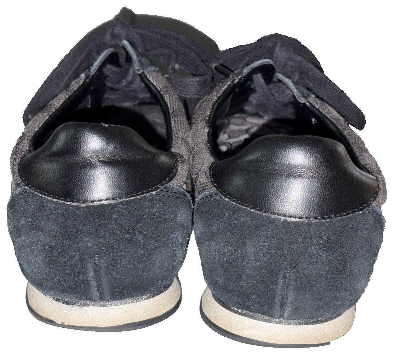 Coach CC Monogram Suede Canvas Black Gray Lace Up Casual Kelson Sneakers Sz 6.5