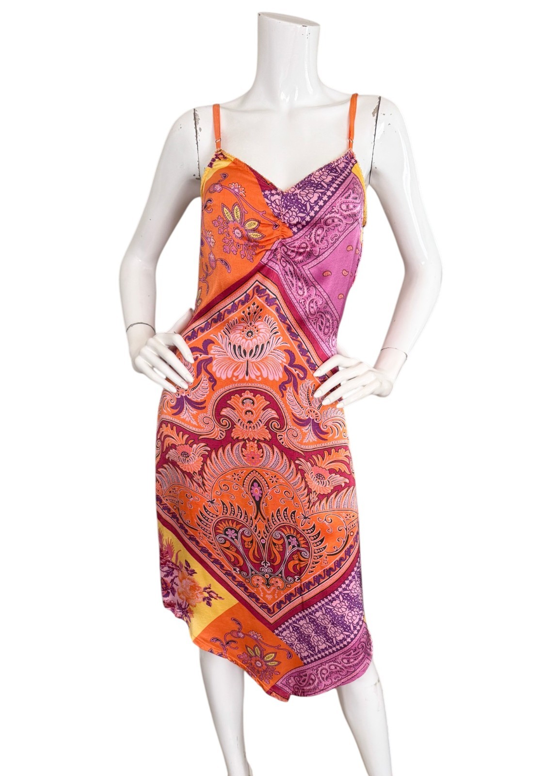 Morgan De Toi Y2K Vtg Scarf Handkerchief Satin Asymmetric Dress Size 3 Small