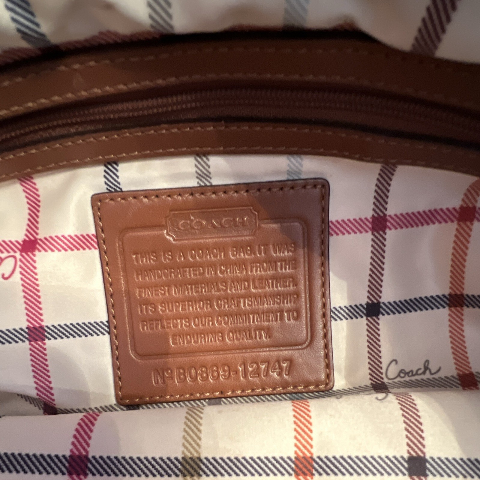 Coach Signature Logo Crescent Shoulder Bag Blue/Brown Snap, Brass, Hang Tag
