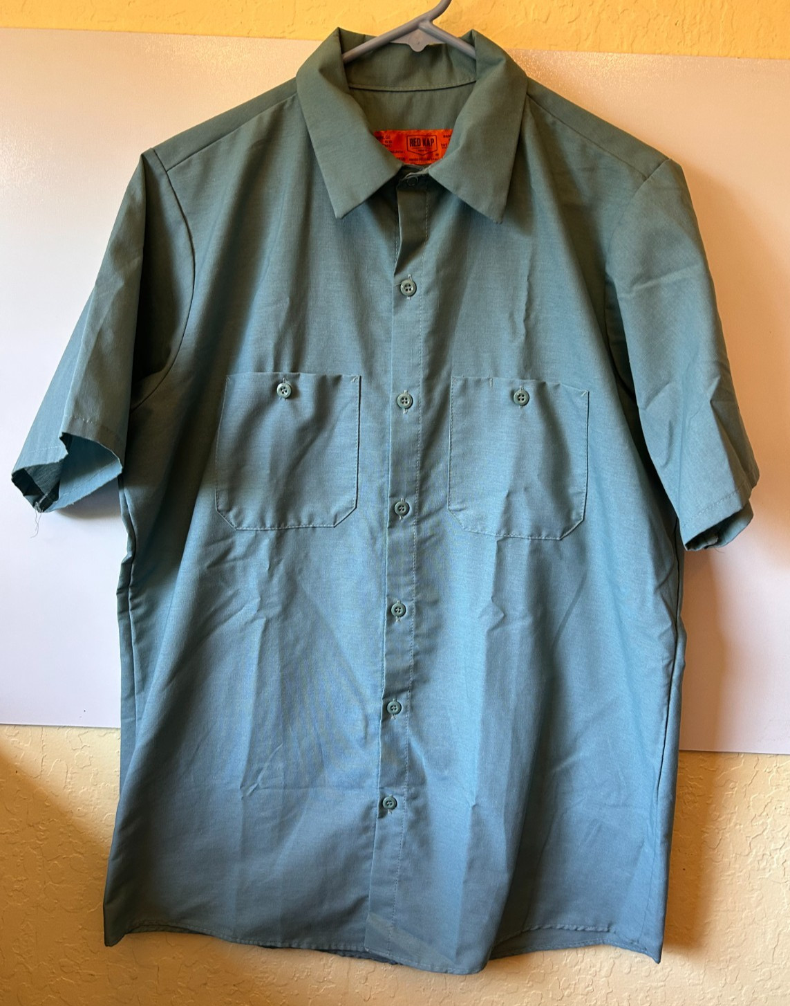 Red Kap SP24L0 Work Shirt Teal Green Men’s Size M Short Sleeve Button up Pockets
