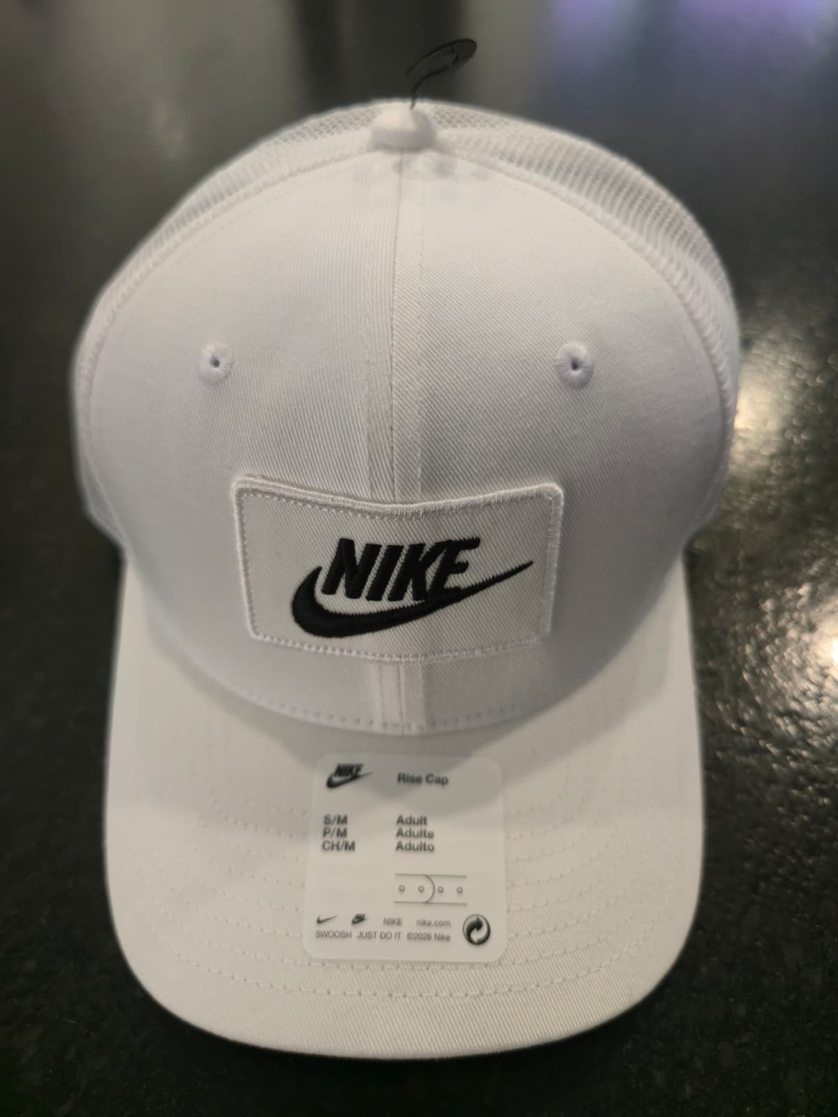 Nike Rise Cap Unisex Snapback Trucker Structured Mesh Hat White S/M FV5543-100