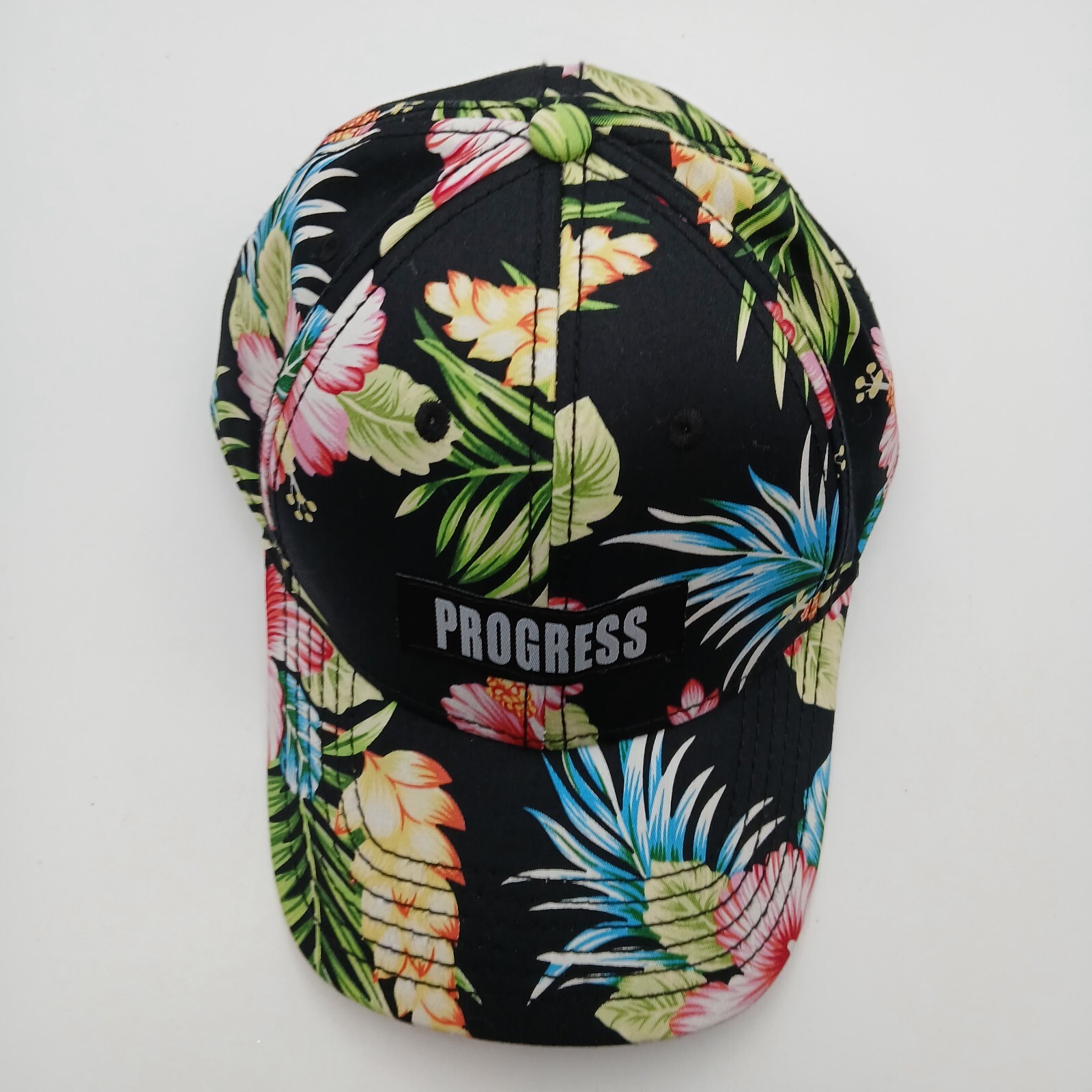 Hawaiian Tropical Hat Cap Snapback Progress Multicolor Floral Pattern Script