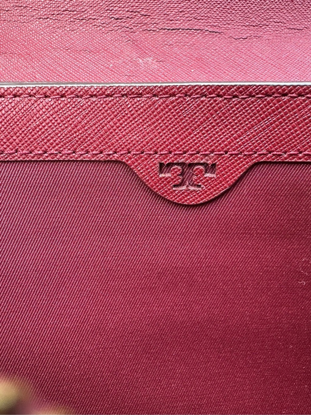 Tory Burch Burgundy Robinson Chain Wallet Crossbody