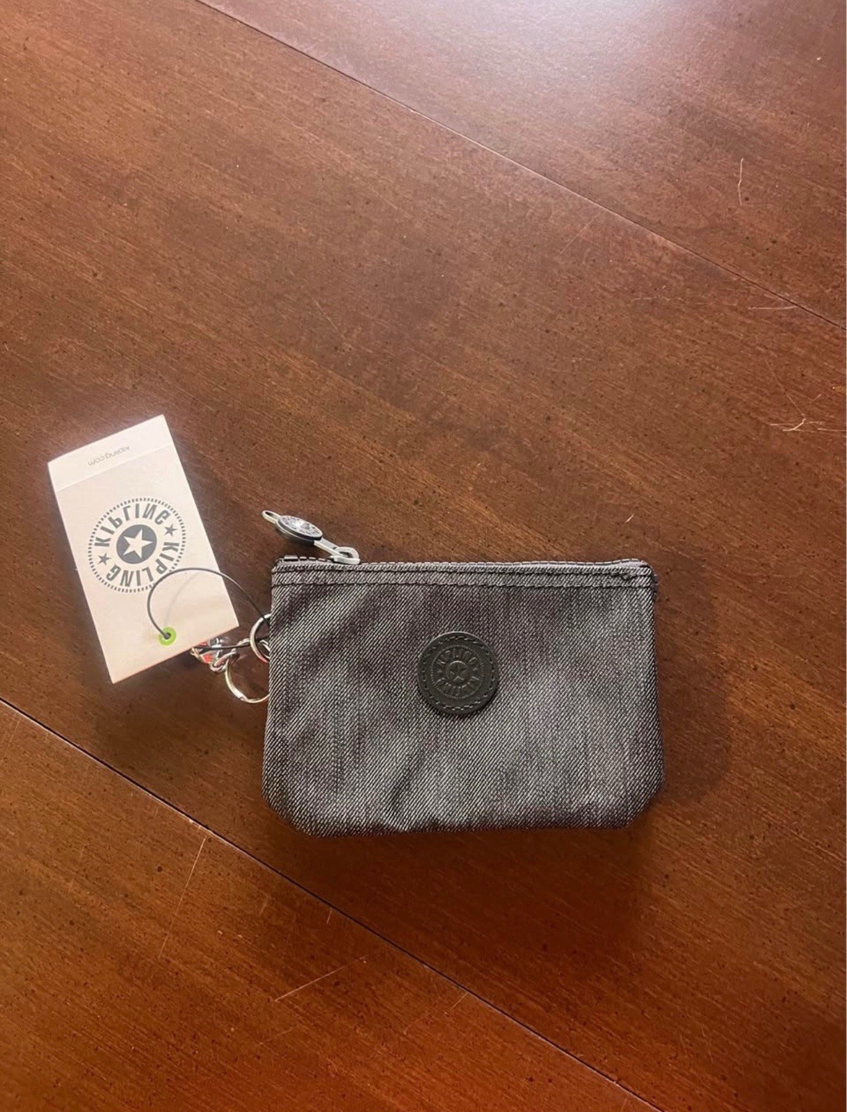 Kipling Gray Zip Organizer Wallet for Women, Solid Pattern, Zipper Accents