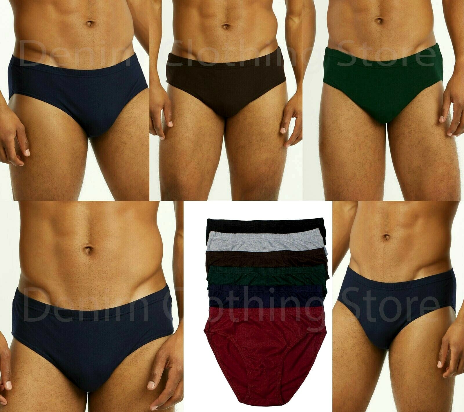 Men’s Bikinis Brief Cotton Lot 3 612 Pack Solid Plain Lined Underwear Breathable