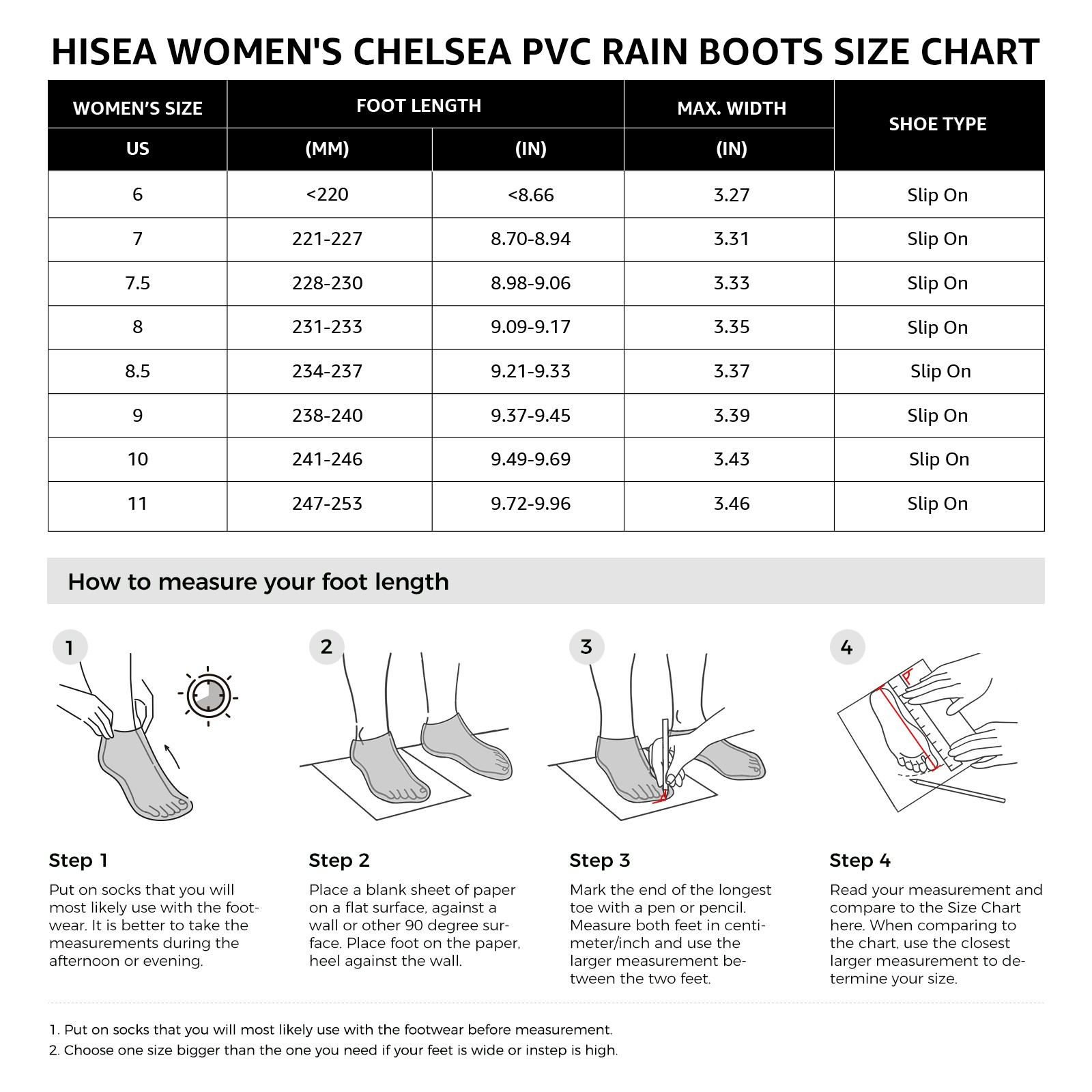 HISEA Women Short Rain Boots Waterproof Non-Slip Garden Shoe Rubber Chelsea Boot