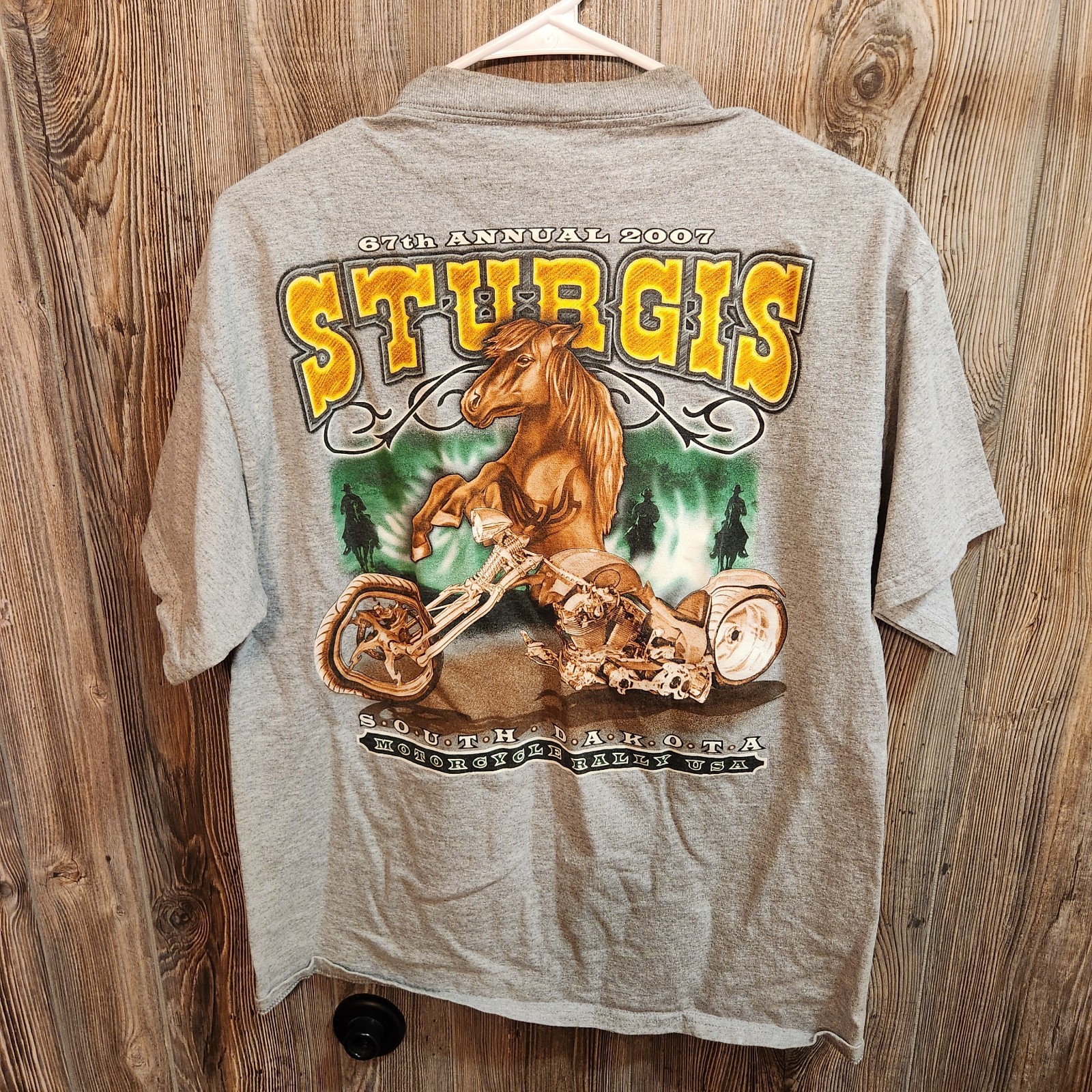 Sturgis 67th Motorcycle Classic Biker Rally 2007 Mustang Chopper T-shirt Sz Lrg