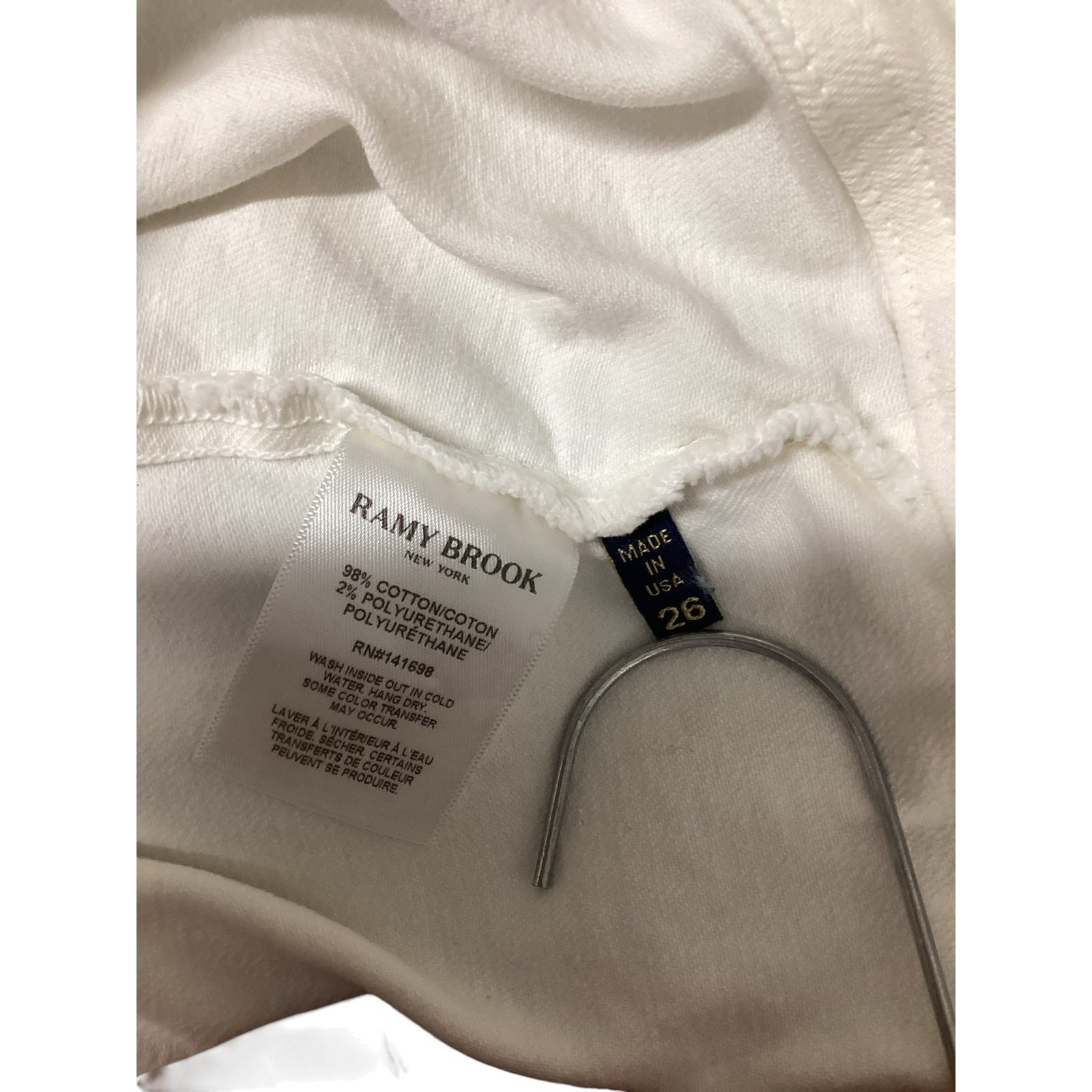 Ramy Brook White Denim Zip Front Mini Dress | Puff Sleeve | Size 26 Made in USA