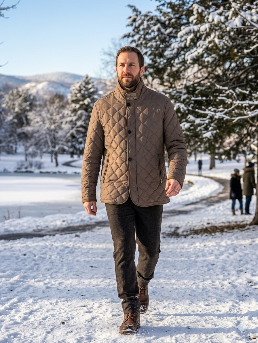 Waterville Clay Bronze Brown Quilted Jacket Full Zip Regular Fit 2XL (EU 56)
