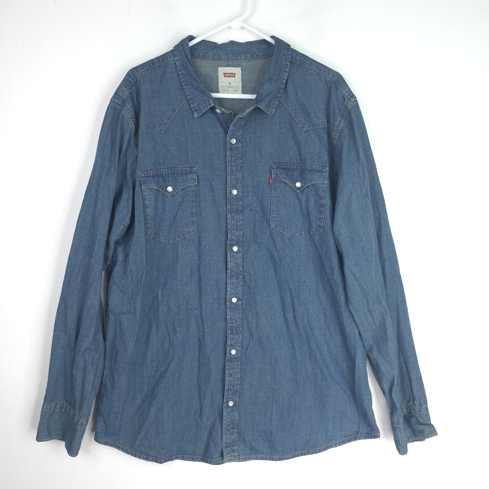 Levi’s Barstow Western Denim Shirt Men’s XXL Blue Snap Long Sleeve 3LYLW2262