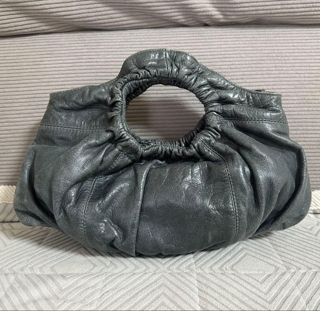 FRANCESCO BIASIA Leather 2way Shoulder Bag Gray