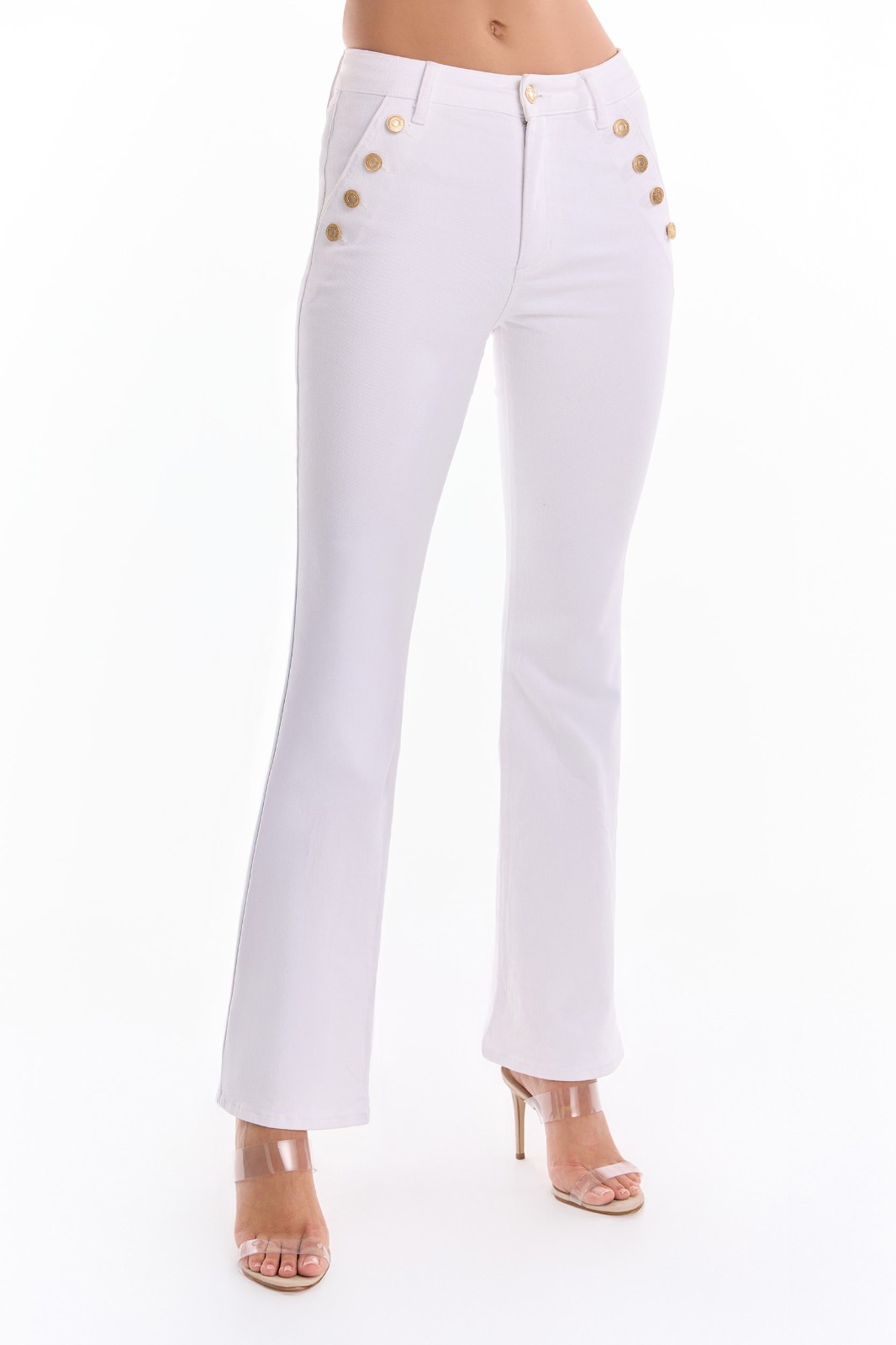 Allegra Bootcut Jean – White and Medium Blue THE NOLI SHOP