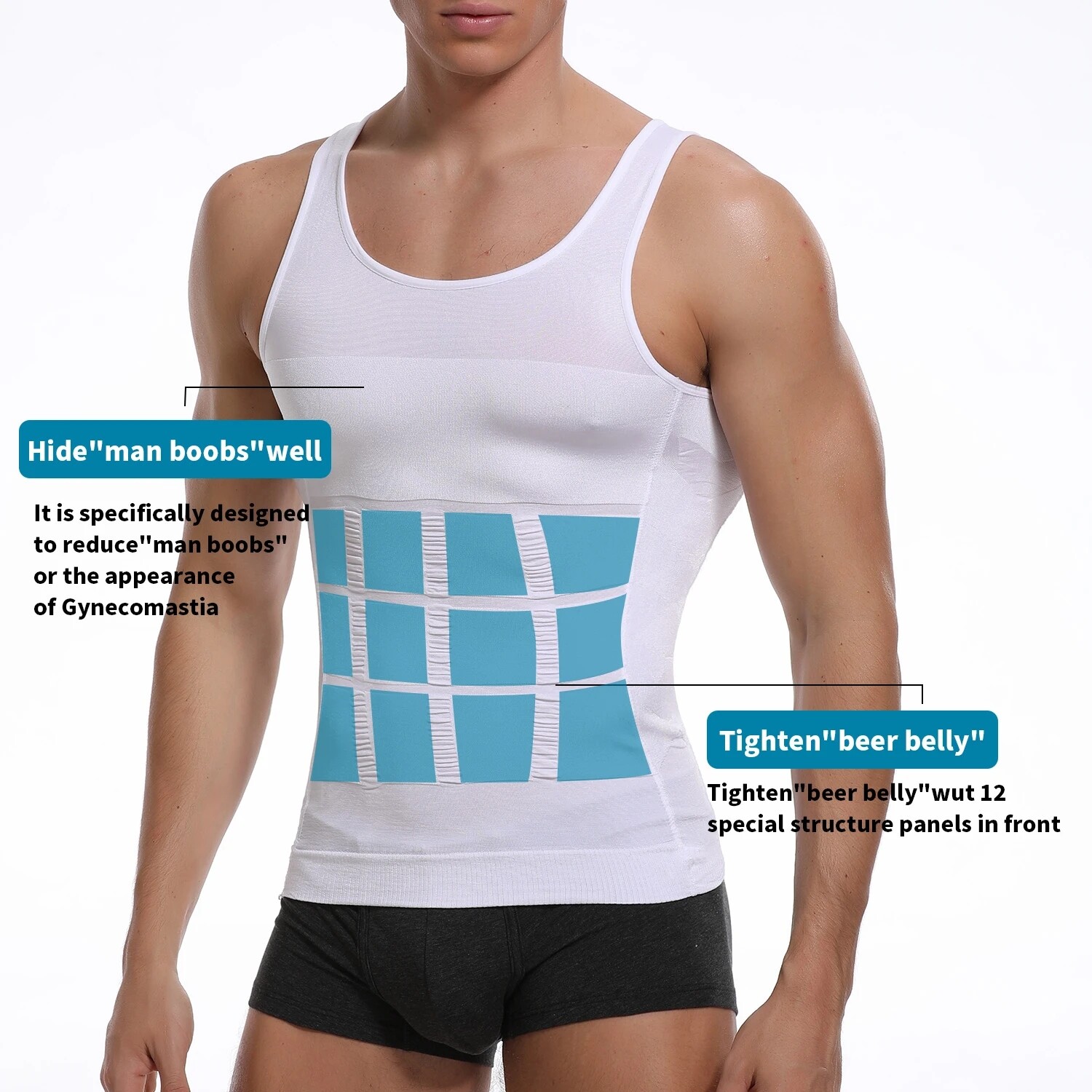Mens Compression Shirt Sleeveless Body Shaper Base Layer Slimming Tank Tops Vest