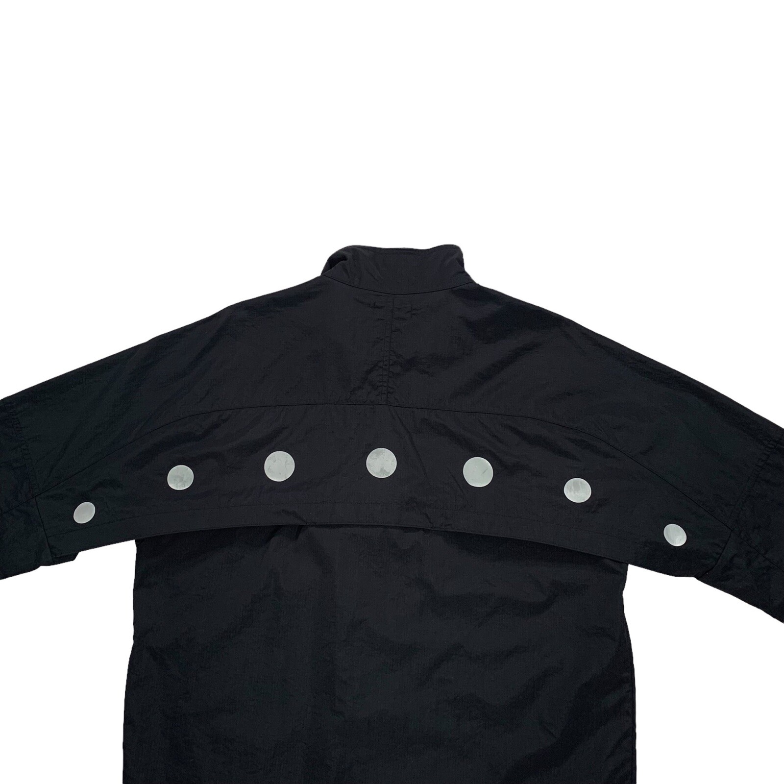 Vintage Futura Laboratories Black & Silver Zip Up Windbreaker Jacket Size Medium