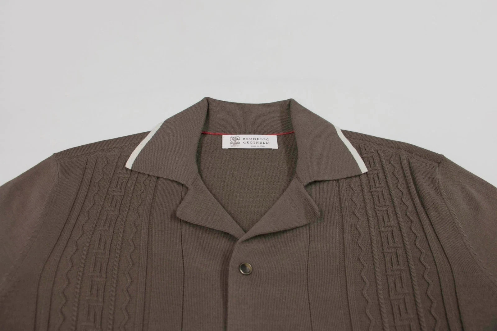 NEW Brunello Cucinelli Men’s Short Sleeve Polo Sweater With Stitch Design