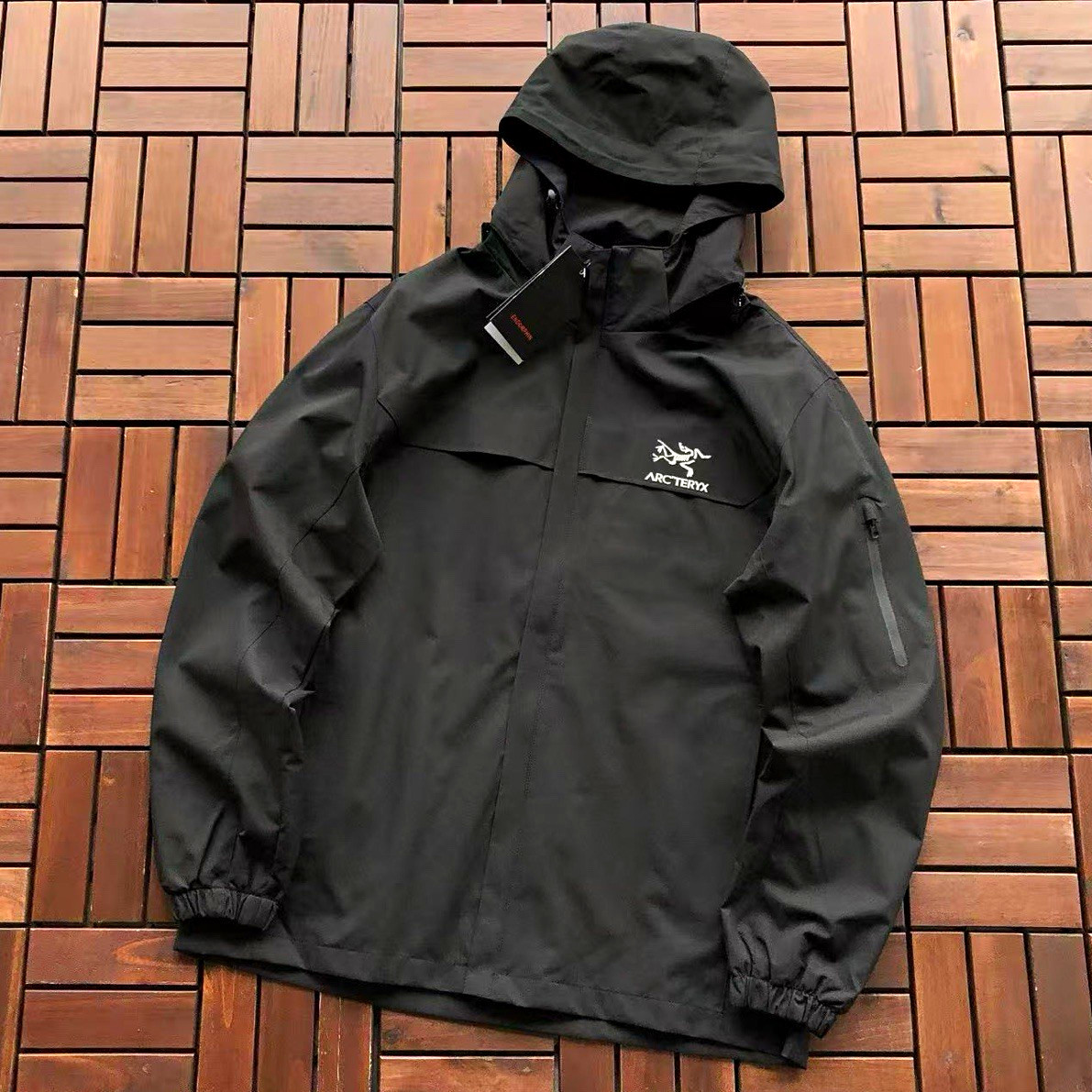 Arc’teryx Men’s Hooded Softshell Jacket Black 2XL Full Zip Stand-Up Collar