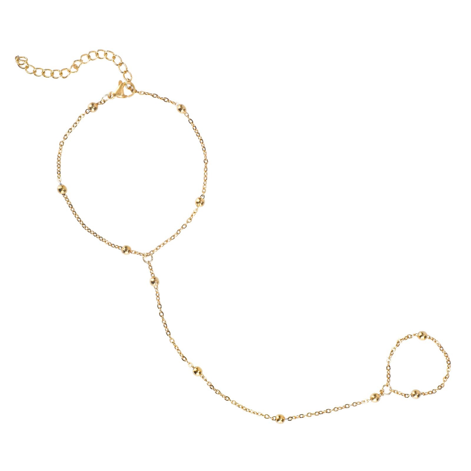 Mikovivi Ring Bracelet Hand Chain, Gold as shown in the picture, gold