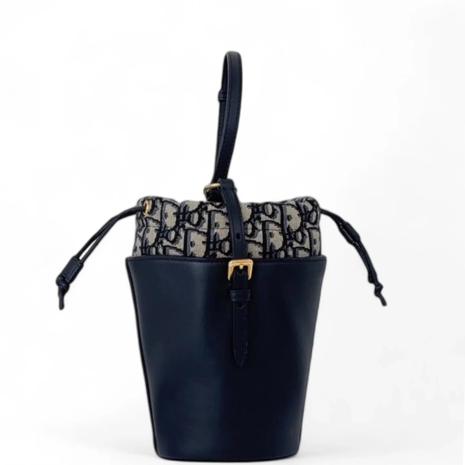 Dior Bucket Black Beige Navy Oblique Calfskin (pa072426a0r)