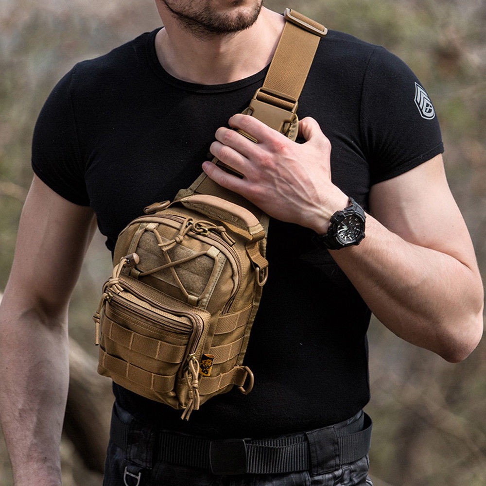 Tactical Sling Shoulder Backpack Outdoor MOLLE Military Men Crossbody Chest Bag
