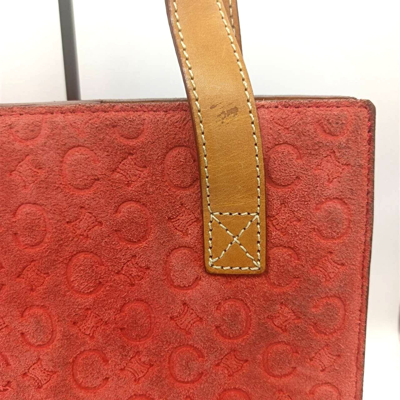 CELINE tote bag hand bag suede Macadam W 22cm/8.6in H 23cm/9.05in D 7cm/2.8in