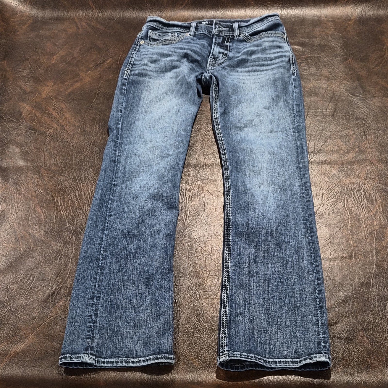 BKE Regular Bootcut Denim Jeans Blue Medium Wash Solid Men BKE Aiden 28X30 B326
