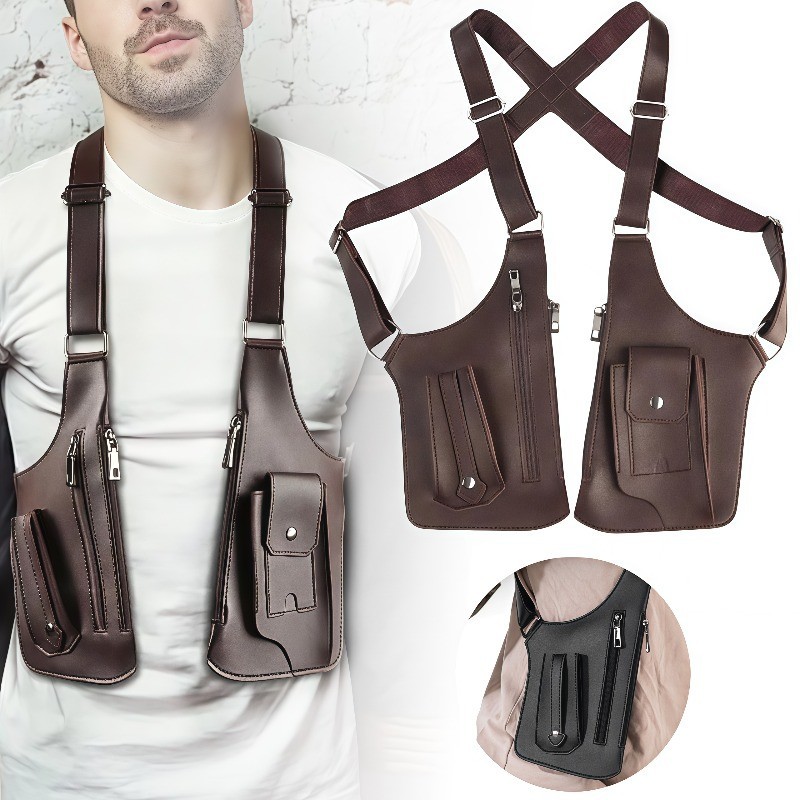 Adjustable Anti-Theft Underarm Shoulder Bag PU Leather Wallet Holster Bag