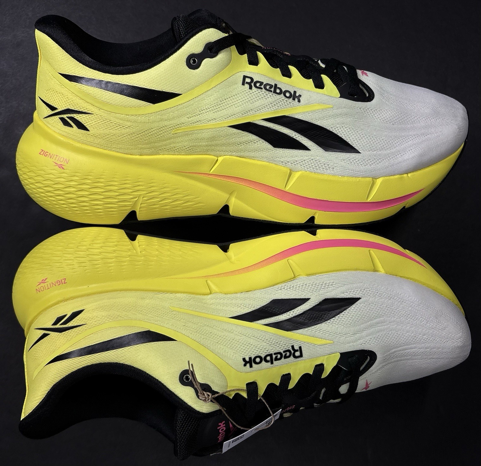 Reebok Zignition Electric Yellow Black Mens Size 9 Max Cushion Running Shoes